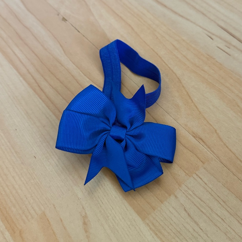 Dark blue grosgrain bow headband